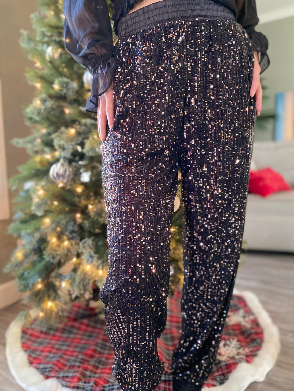 Luxe Sequin Joggers - Jaclyn Sue Boutique