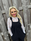 Preston Self-Tie Shoulder Straps Jumpsuit | Black
