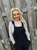 Preston Self-Tie Shoulder Straps Jumpsuit | Black