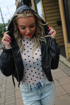 Polka Dot Mesh Top | White
