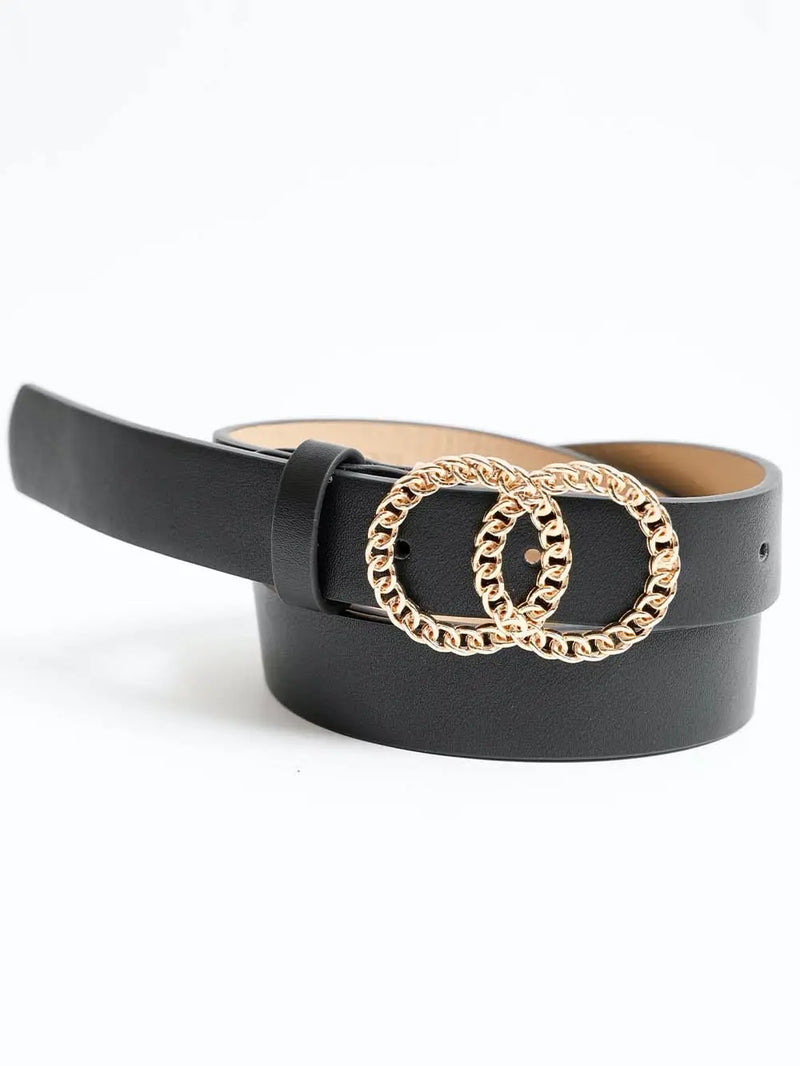Double Chain Ring Buckle Belt | Black