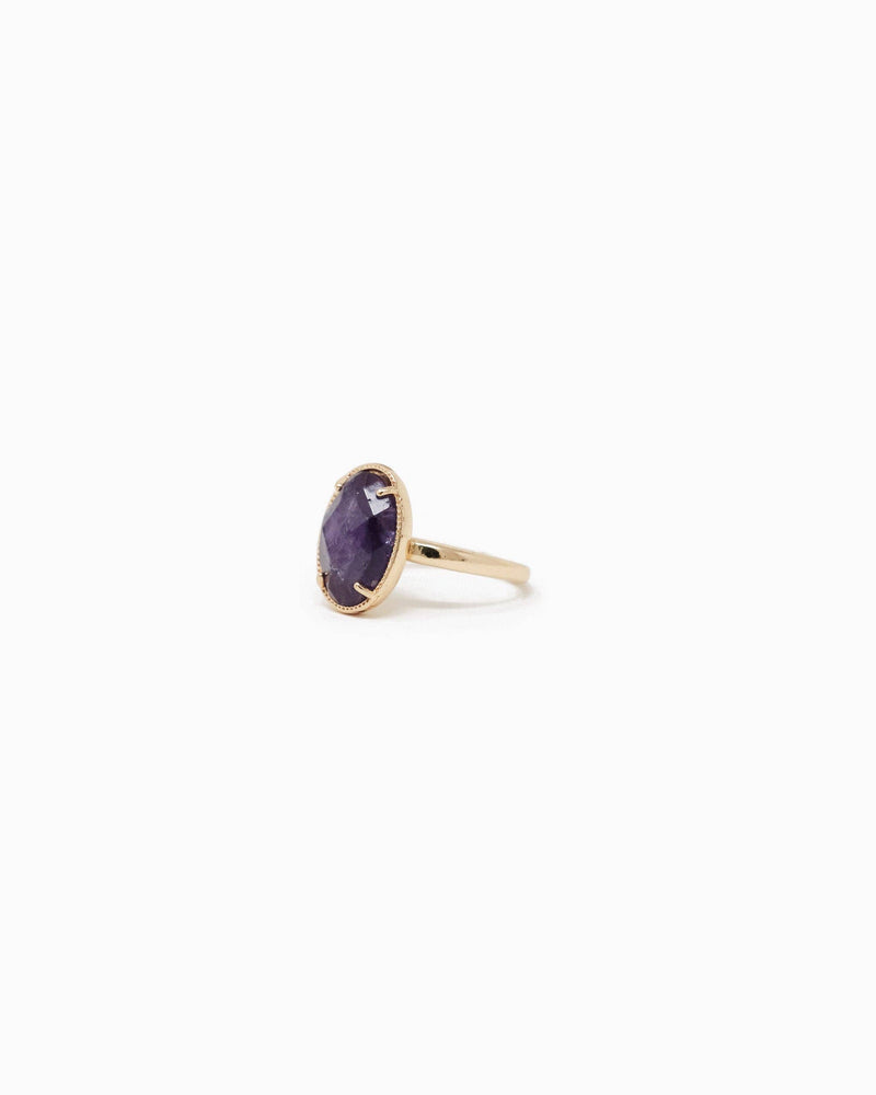 Oval Stone Open Ring: Black