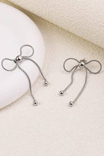 18K STAINLESS STEEL TARNISH FREE BOW EARRINGS | Silver