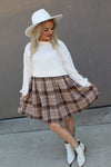 Plaid Patchwork Sweatshirt Mini Dress