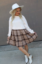 Plaid Patchwork Sweatshirt Mini Dress