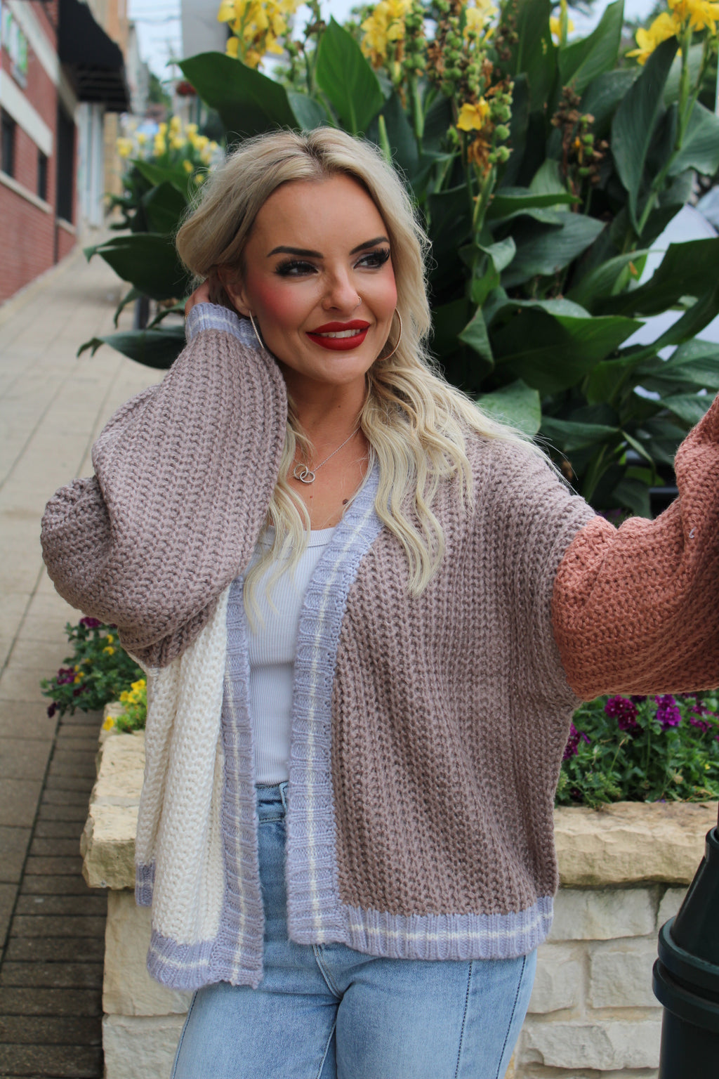 Fall Chill Oversized Color Block Cardigan