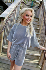 Elisa Corded Two Piece Shorts Set | Ash Black