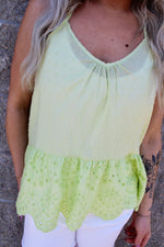 Majestic Peplum Halter Top | Lime