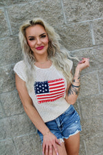 Americana Crochet Sweater Top | Cream