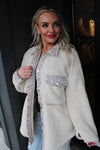 Myrtle Sherpa/Tweed Shacket | Beige