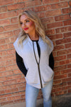 Round Neck Fleece Front Zip Vest | H.Grey