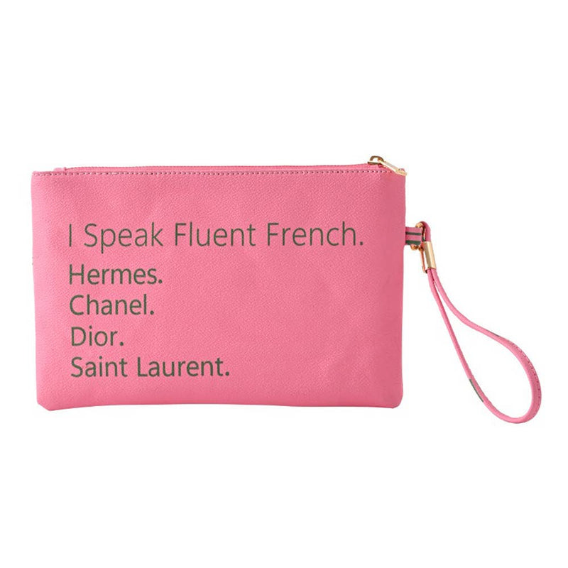 I Speak Fluent French Message Flat Pouch Bag With Wristlet
: Green