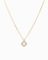 Open CZ Clover Pendant Necklace: Gold