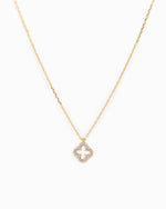 Open CZ Clover Pendant Necklace: Gold