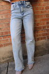 Petra LA High Rise Stretch Classic Straight Jeans Washed Denim
