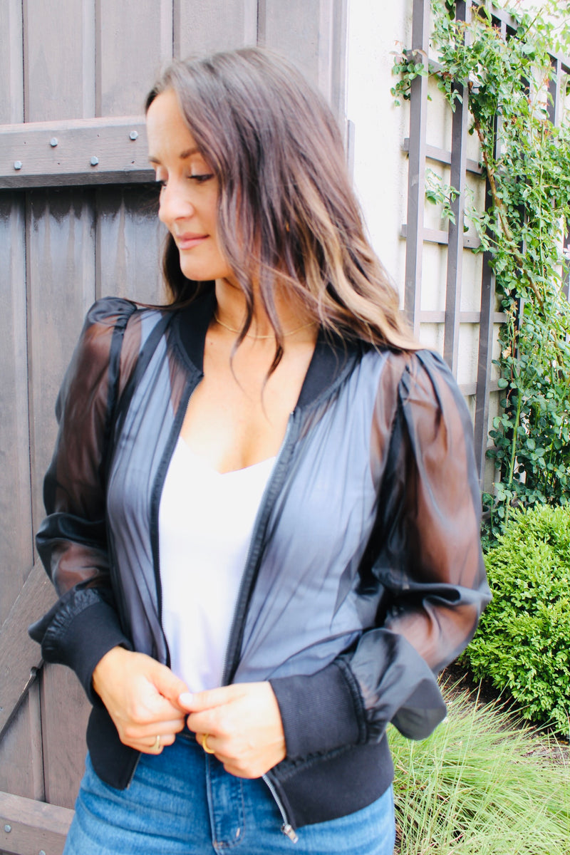 Sheer Bomber Jacket | Black