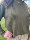 Into the Fall Cut Out Back Sweater | Olive
