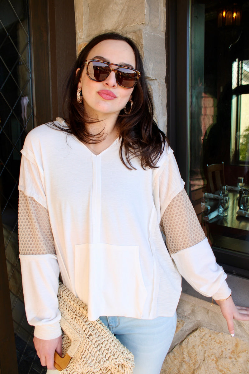 Meant for Spring Honeycomb Hoodie Top | Cream