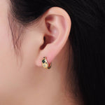 14K Gold Filled CZ Multicolor Abstract Molten Huggie Earring