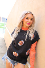 Gameday Sequin Football Patch Sweater
