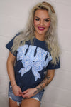 Mama Floral Bow Graphic Tee | Navy