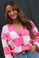 Check Print Cardigan | Taffy Pink