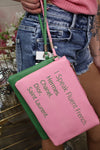 I Speak Fluent French Message Flat Pouch Bag With Wristlet
: Pink