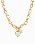 Glossy Heart Twist Chain Toggle Necklace: Gold