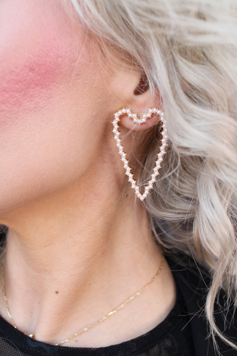 Pearl Encrusted Heart Earrings