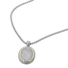 14K Gold Plated Two Tone CZ Stone Paved Oval Pendant Necklace