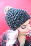 Best-Selling Oversize Chunky Pom Beanie: Black