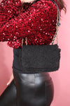 Sherpa Crossbody w/ Chain Strap: Black