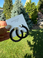 Retro Bling Hoop Earrings: Black