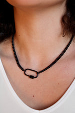 Black Enamel Clip Necklace
