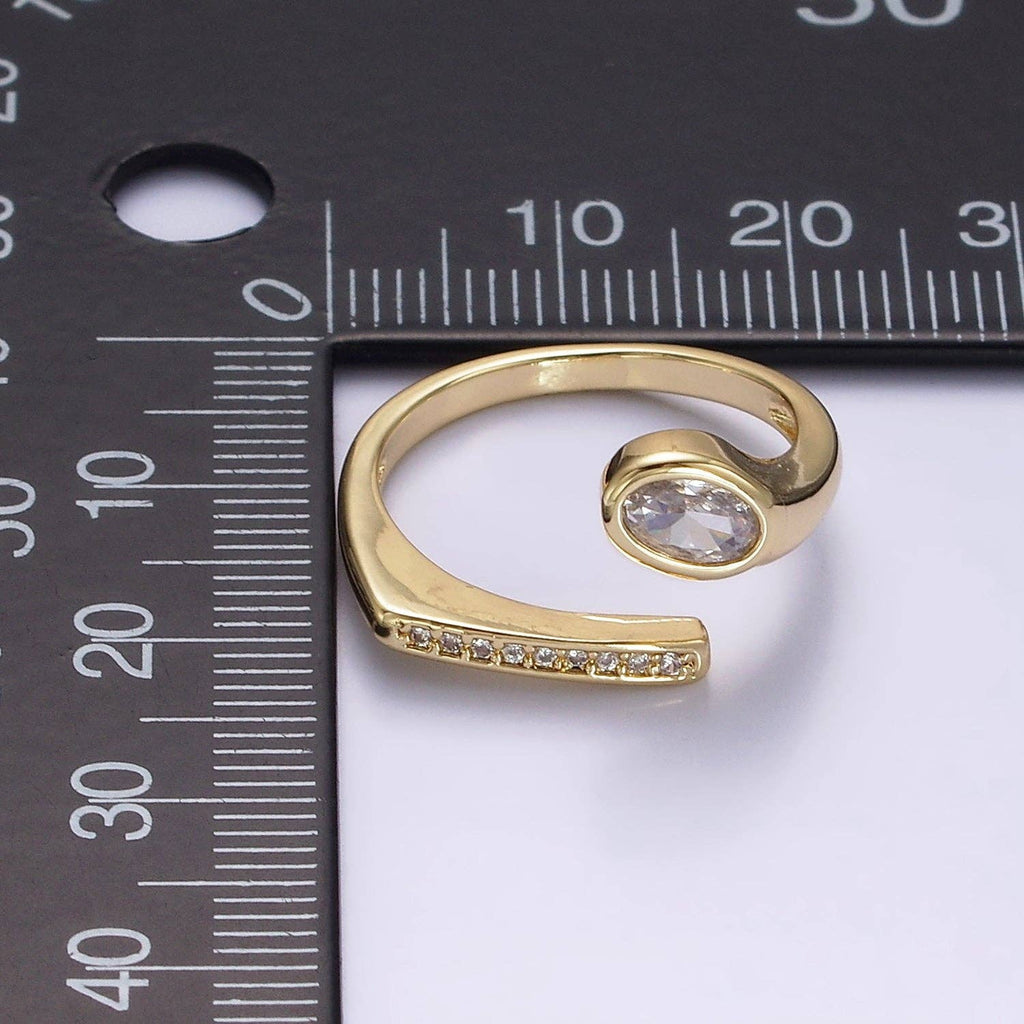 14K Gold Filled Clear CZ Oval Micro Paved Ring