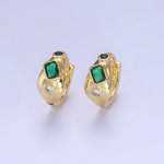 14K Gold Filled CZ Multicolor Abstract Molten Huggie Earring