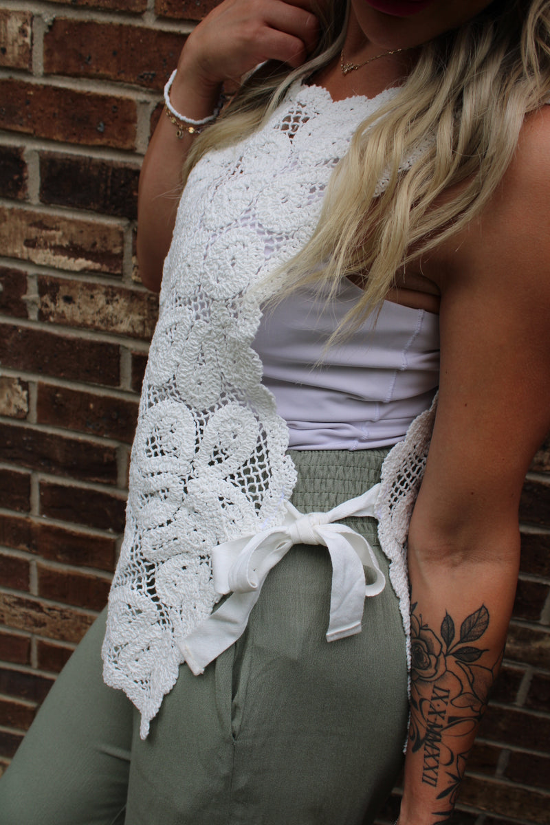 Boho Summer Livin Crochet Vest Top | Off White