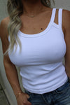Nikibiki Ribbed Double Strap Tank Top | White