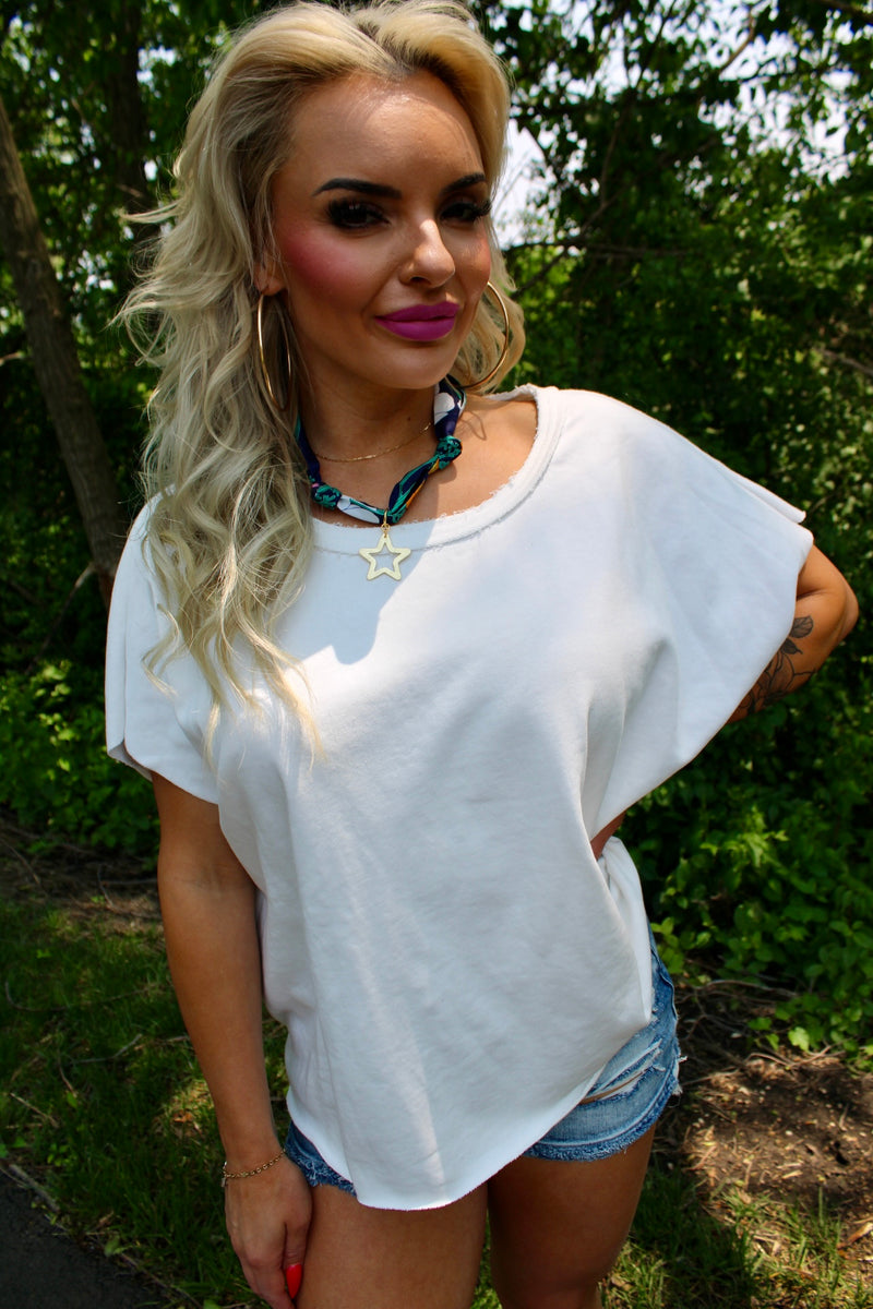 Summer Chill Boat Neck Twist Back Top | Ivory