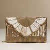 Gold Sequin Beaded Clutch – Glamorous Evening Bag with Fringe & Chain Strap: Gold / One / BA138