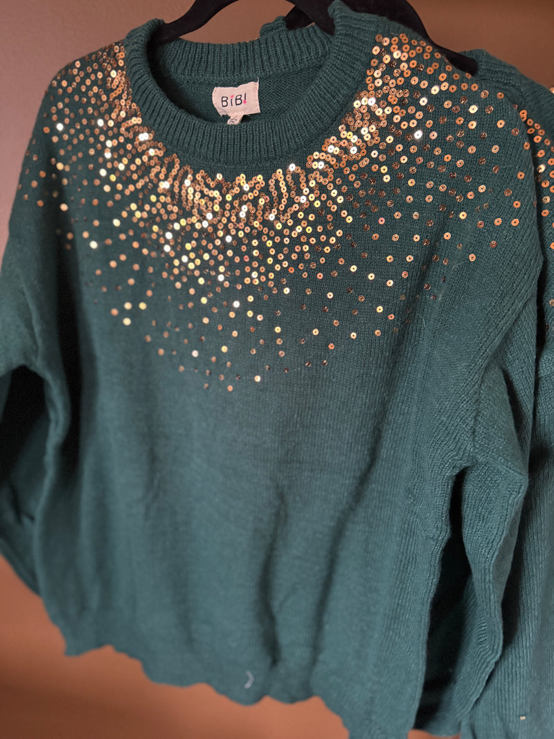 Holiday in Vermont Sequin Sweater | Hunter