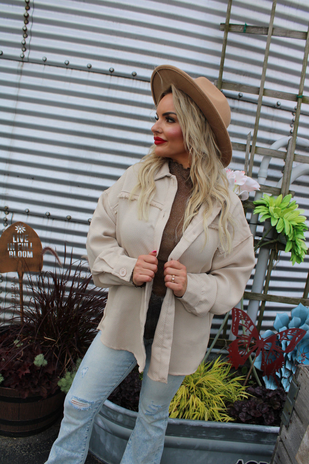 Pleasantly Fall Fray Detail Shacket | Beige