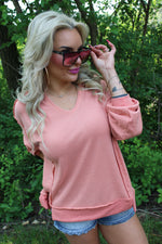 Thermal Open Seam Slit Hem Top | Terracotta