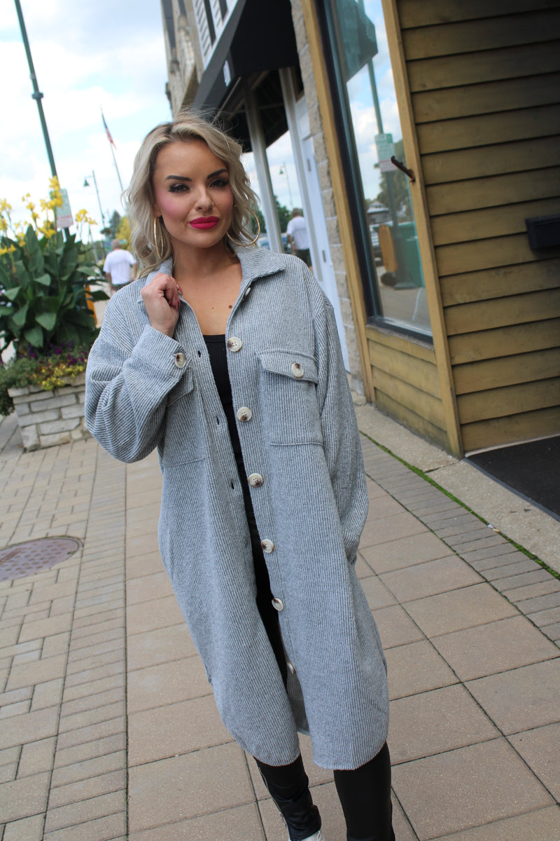 Restocked Soft And Cozy Oversized Waffle Jacket | Heather Gray