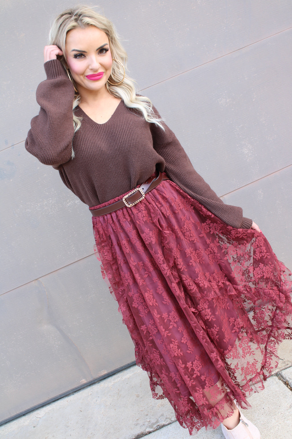 The Fall Lace Layered Maxi Skirt