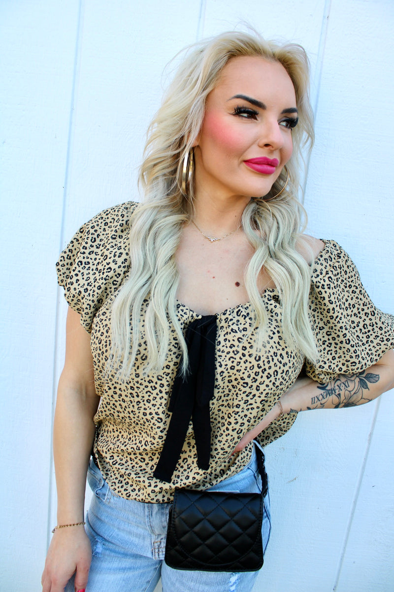 Fierce and Fem Leopard Tie Front Top
