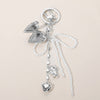 Pearl Beaded Bow Metal Heart Embellished Bag Charm Keychain: Silver