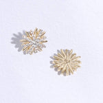 Starburst Shape CZ Pave Stone Stud Post Earring: E / ONE SIZE