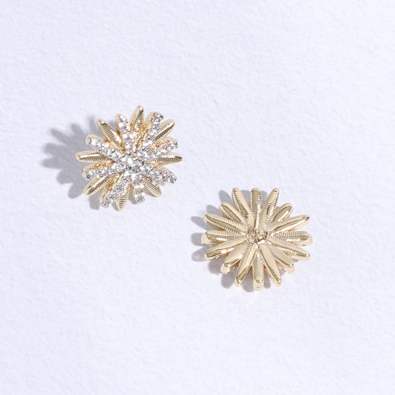 Starburst Shape CZ Pave Stone Stud Post Earring: E / ONE SIZE
