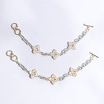 3 Clover Pave Clover Mop Link Bracelet: BKM / ONE SIZE